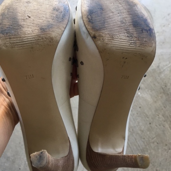 MARC FISHER White Leather Studded Platform Heels - Picture 9 of 10